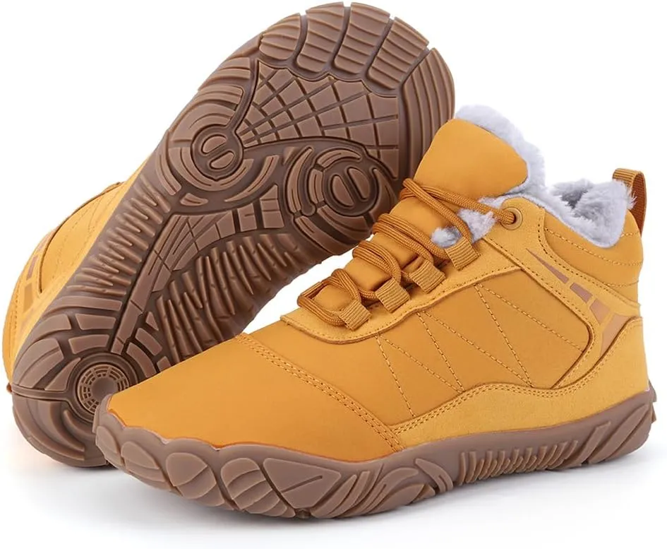 Winter Snow Boots for Women Men Hike Barefoot Shoes Minimalist Winter Snow Boots Zero Drop & Wide Toe Box & Waterproof Fur Lining Snow Booties Warm Hike Shoes