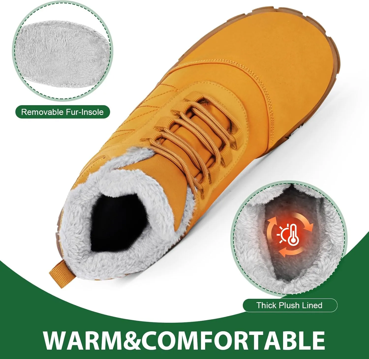 Winter Snow Boots for Women Men Hike Barefoot Shoes Minimalist Winter Snow Boots Zero Drop & Wide Toe Box & Waterproof Fur Lining Snow Booties Warm Hike Shoes