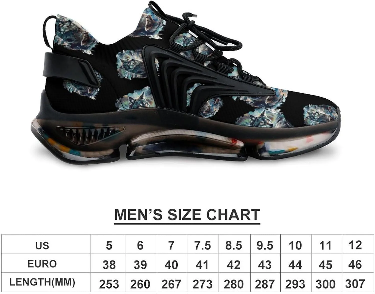 Wolf and Deer Men's Running Shoes Lightweight Walking Shoe Breathable Sneaker