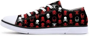 Women Skull Shoes Printed Cool Paisley Print Fashion Sneakers for Teen Men Boys Girls Student Canvas Shoes for Ladies
