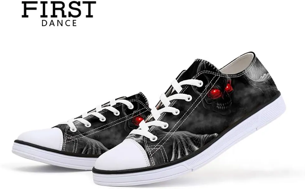 Women Skull Shoes Printed Cool Paisley Print Fashion Sneakers for Teen Men Boys Girls Student Canvas Shoes for Ladies