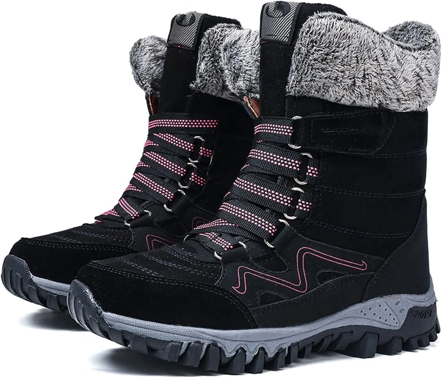 Womens Boots Women Snow Boots Winter Warm Push Boots Women Platform Female Wedge Waterproof rubber hiking boots