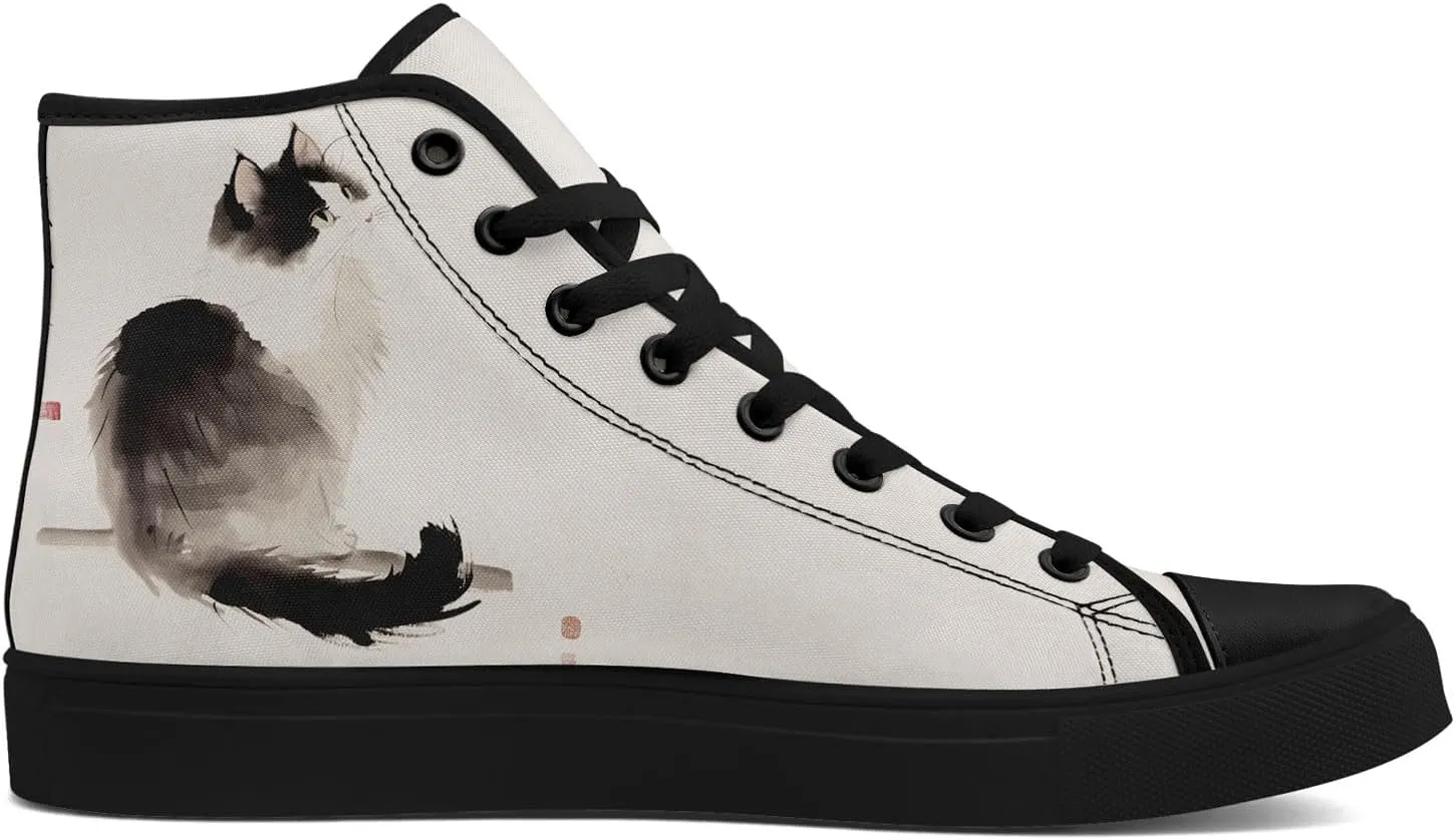 Women's High Top Sneakers Canvas Shoes Lace up Casual Tennis Shoes Fashion Flat Walking Shoe for Men