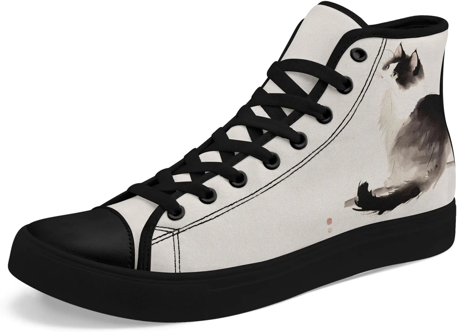 Women's High Top Sneakers Canvas Shoes Lace up Casual Tennis Shoes Fashion Flat Walking Shoe for Men