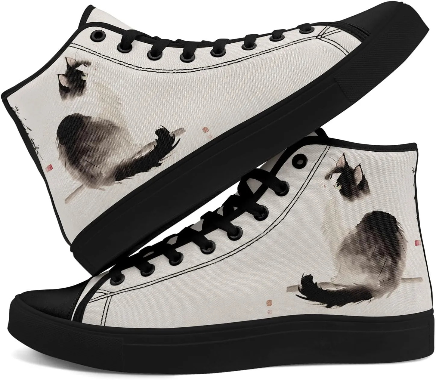 Women's High Top Sneakers Canvas Shoes Lace up Casual Tennis Shoes Fashion Flat Walking Shoe for Men