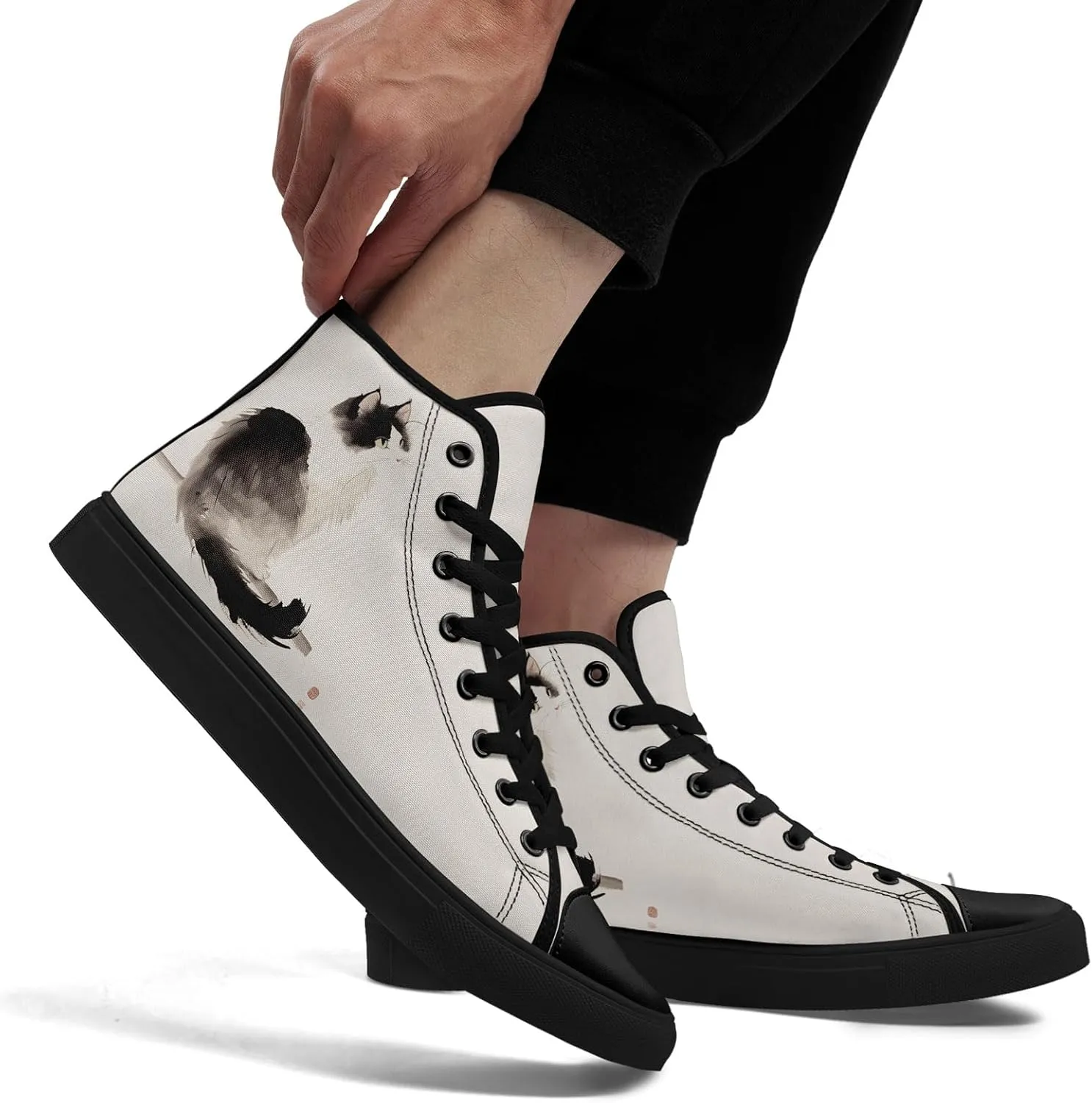 Women's High Top Sneakers Canvas Shoes Lace up Casual Tennis Shoes Fashion Flat Walking Shoe for Men