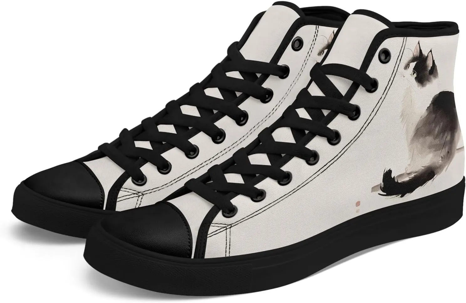 Women's High Top Sneakers Canvas Shoes Lace up Casual Tennis Shoes Fashion Flat Walking Shoe for Men