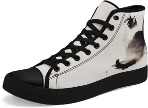 Women's High Top Sneakers Canvas Shoes Lace up Casual Tennis Shoes Fashion Flat Walking Shoe for Men