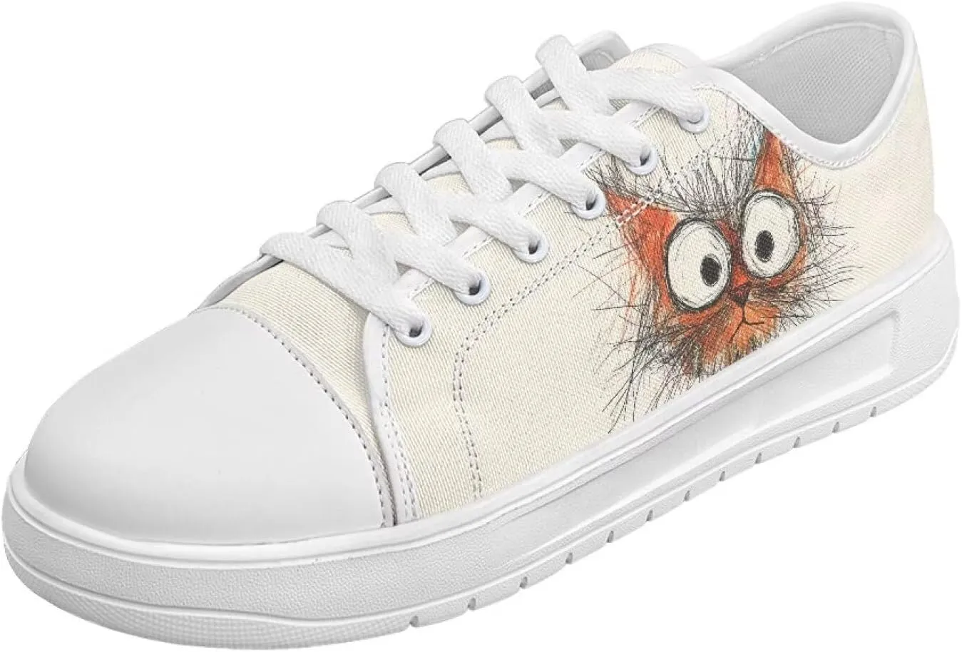 Women's Lace Up Low Top Canvas Shoes Fashion Casual Round Toe Sneakers Hands Free No Laces Barefoot Shoes US5.5-13.5