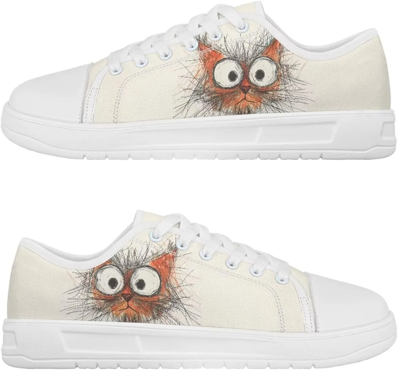 Women's Lace Up Low Top Canvas Shoes Fashion Casual Round Toe Sneakers Hands Free No Laces Barefoot Shoes US5.5-13.5