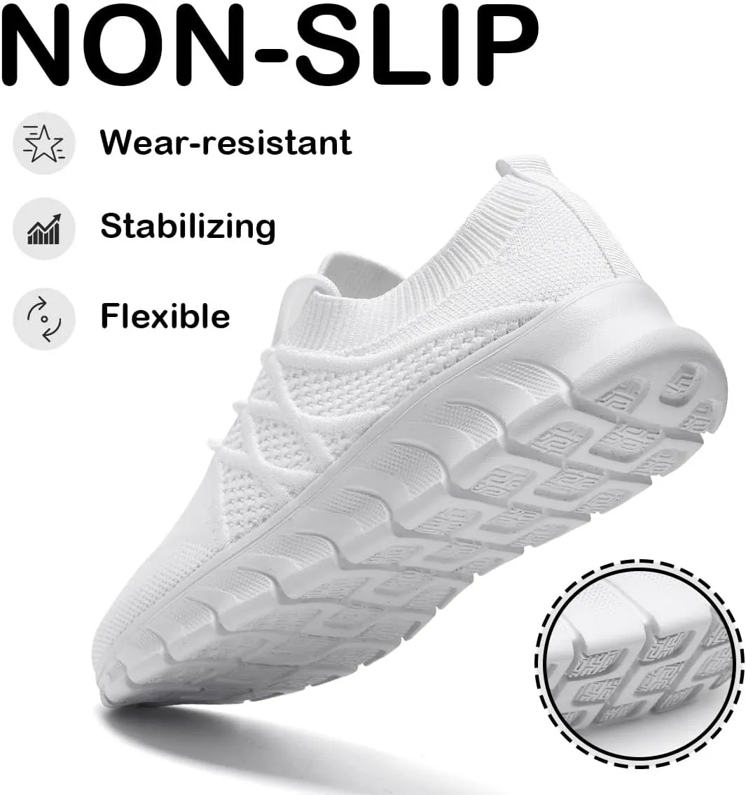 Womens Lightweight Road Running Shoes Slip On Walking Sneakers Suitable for Outdoor Sports Gym and Daily Wear All Day with Breathable Upper and Elastic Sole