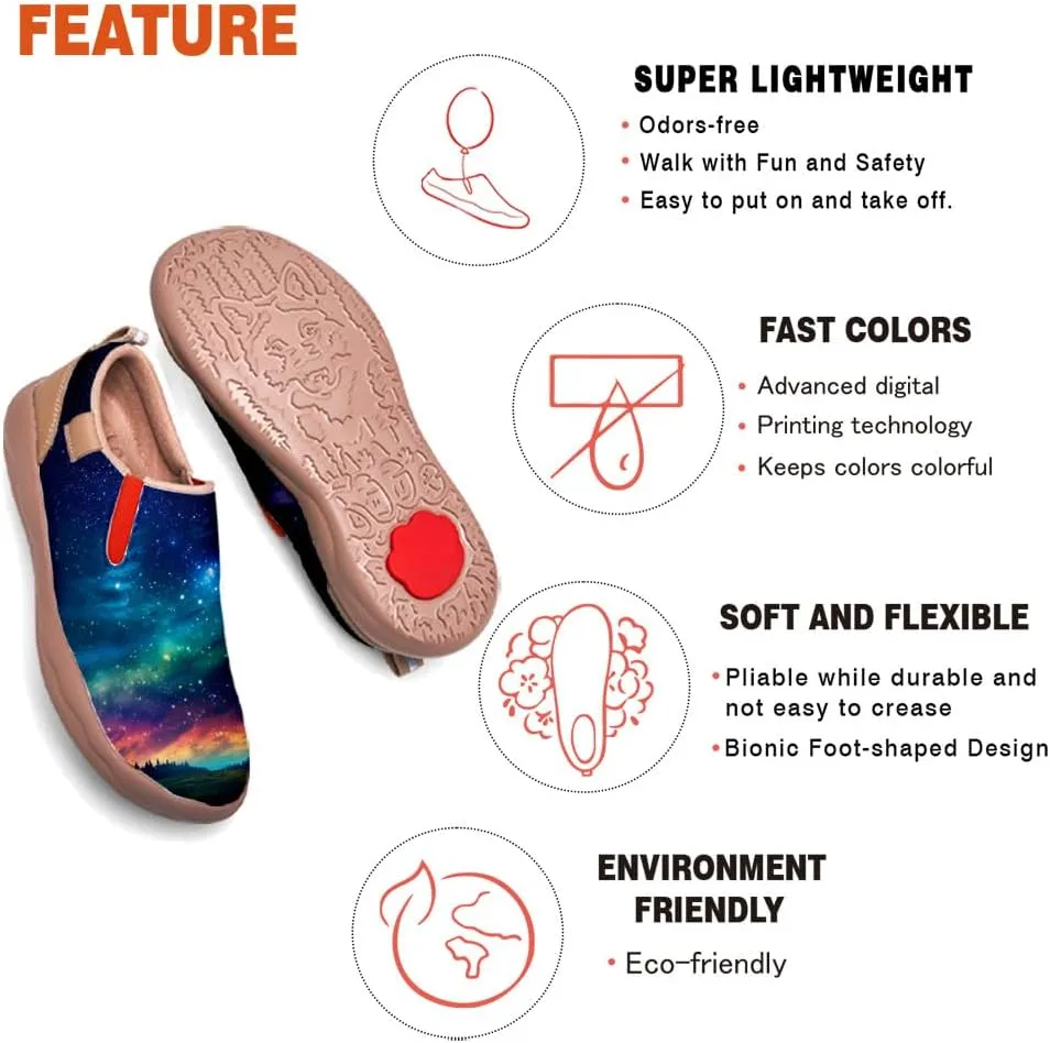 Women's Painted Shoes Outdoor Travel Loafers Comfortable Casual Slip-On Starry Sky Sneakers