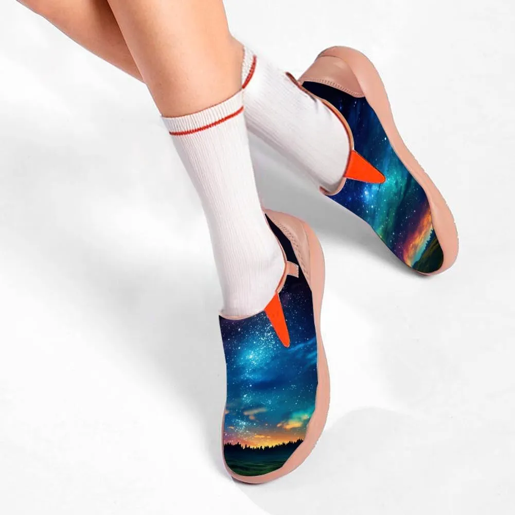 Women's Painted Shoes Outdoor Travel Loafers Comfortable Casual Slip-On Starry Sky Sneakers