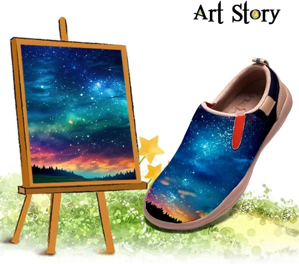 Women's Painted Shoes Outdoor Travel Loafers Comfortable Casual Slip-On Starry Sky Sneakers