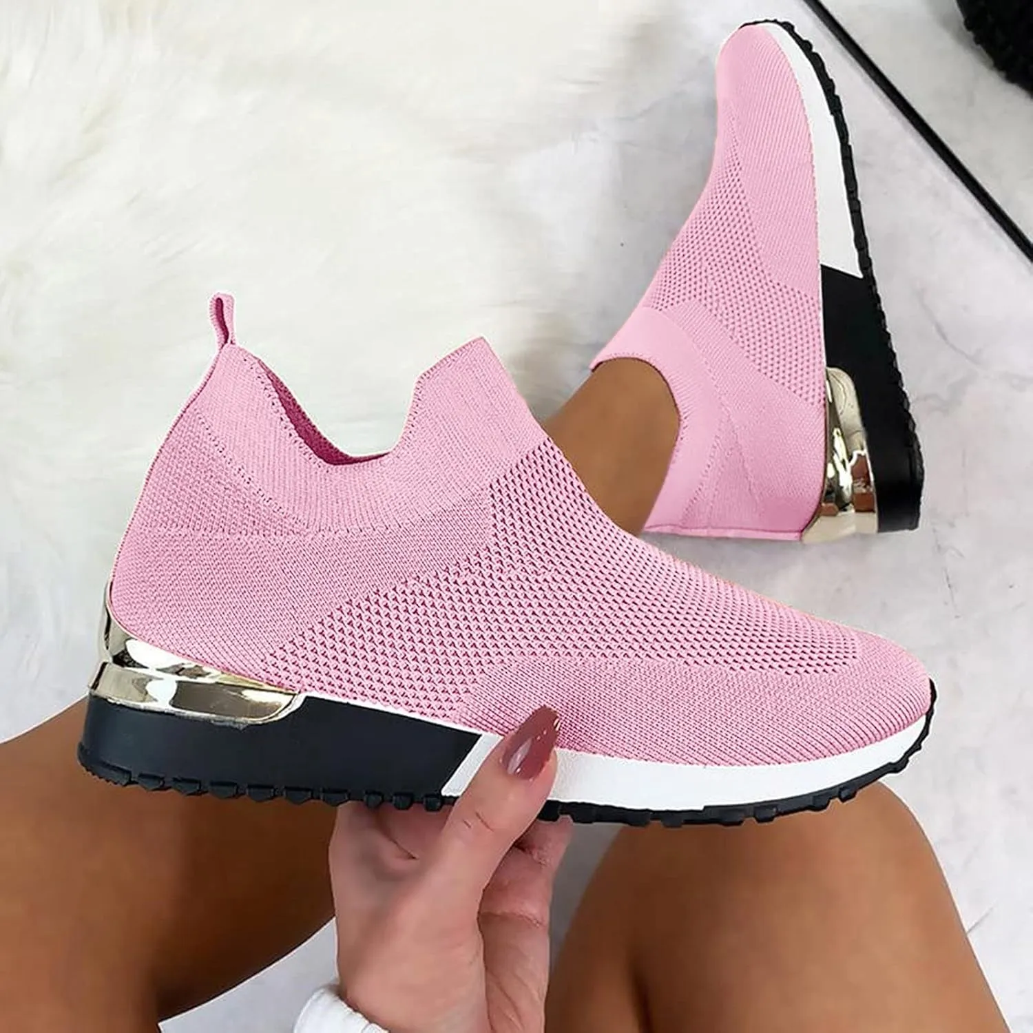 Womens Running Shoes Zapatos OrtopéDicos para Mujer Con Pie Plano Black Wedge Sneakers for Women Dressy Womens Tennis Shoes 7.5 Slip On Women's Slip On Shoes Size 7 Wide
