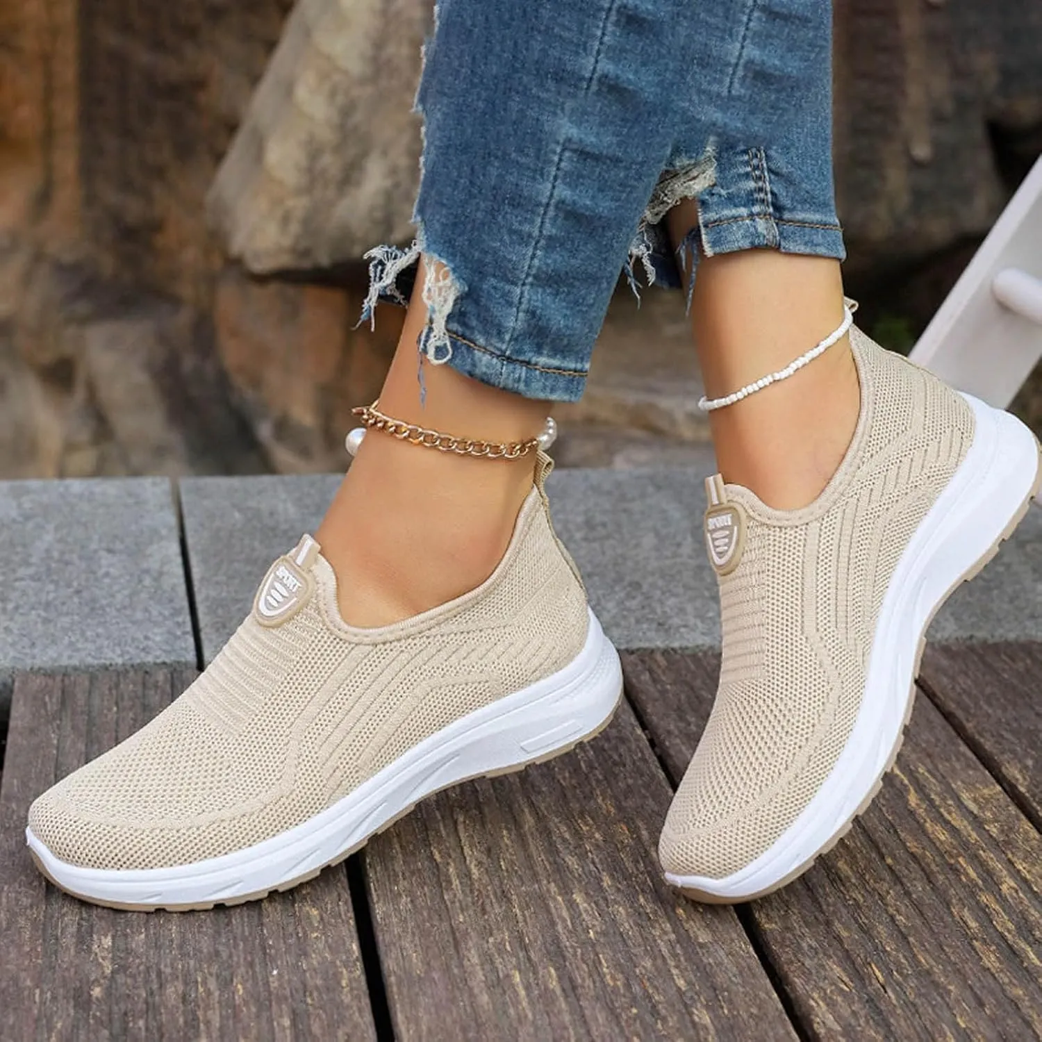 Women's Shoes Loafers for Women Casual Womens Comfortable & Lightweight Loafers Slip On Sneakers Flat Breathable Mesh Summer Walking Shoes with Non Slip Soft Sole,Comfy All Day Footwear for Female