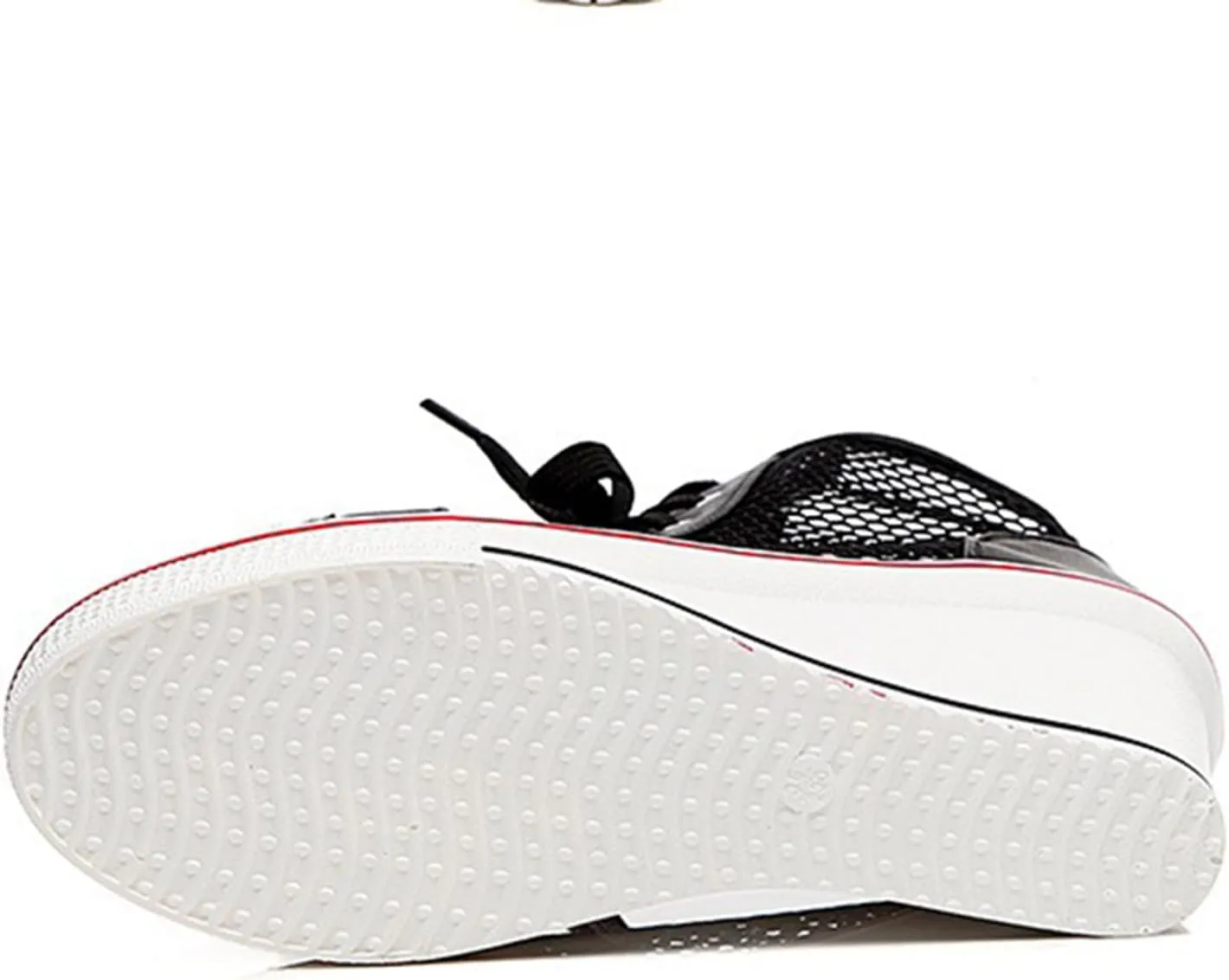 Women's Sneaker Shoes High Heel Fashionable Canvas Shoes High Tube Lace Up Wedge Edge Zipper Slope Angle Shoes Size 4-11