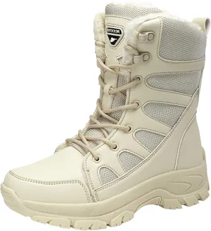 Women's Winter Snow Boot Platform Ankle Boots for Women Water-proof Non-Slip Sneakers Mid-Calf Boots Insulated Warm Fleece Lined Lace Up Cold Weather Boots Platform Boots Sneakers Lightweight
