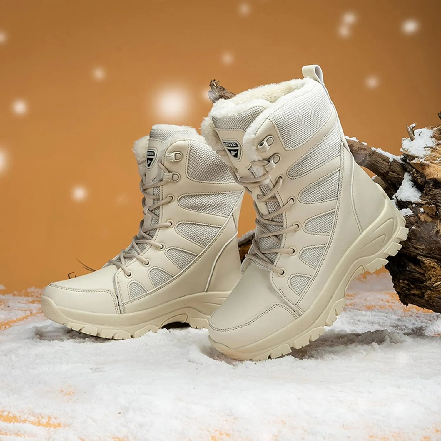 Women's Winter Snow Boot Platform Ankle Boots for Women Water-proof Non-Slip Sneakers Mid-Calf Boots Insulated Warm Fleece Lined Lace Up Cold Weather Boots Platform Boots Sneakers Lightweight