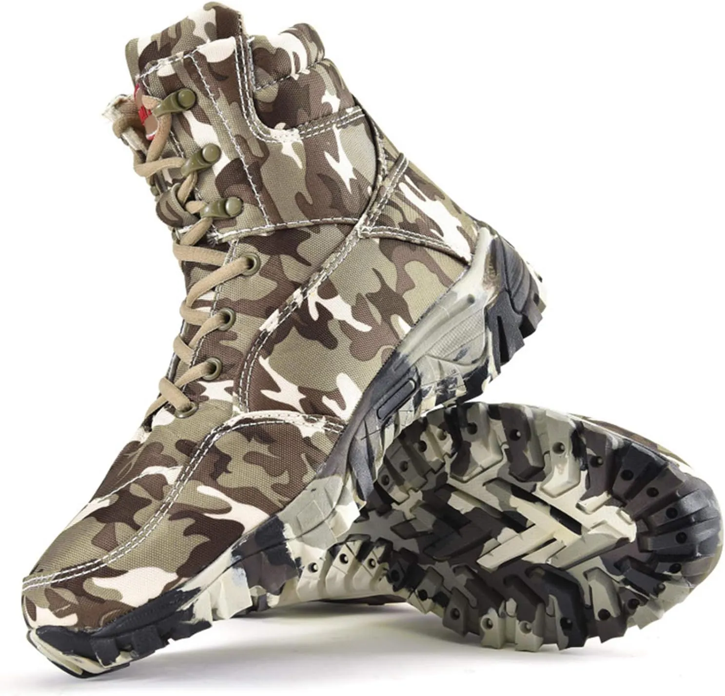 Wygwlg Men Military Boots, Quality Tactical Desert Combat Ankle Boats Work Shoes, Outdoor Male Camouflage Hiking Boots,40
