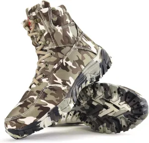 Wygwlg Men Military Boots, Quality Tactical Desert Combat Ankle Boats Work Shoes, Outdoor Male Camouflage Hiking Boots,40