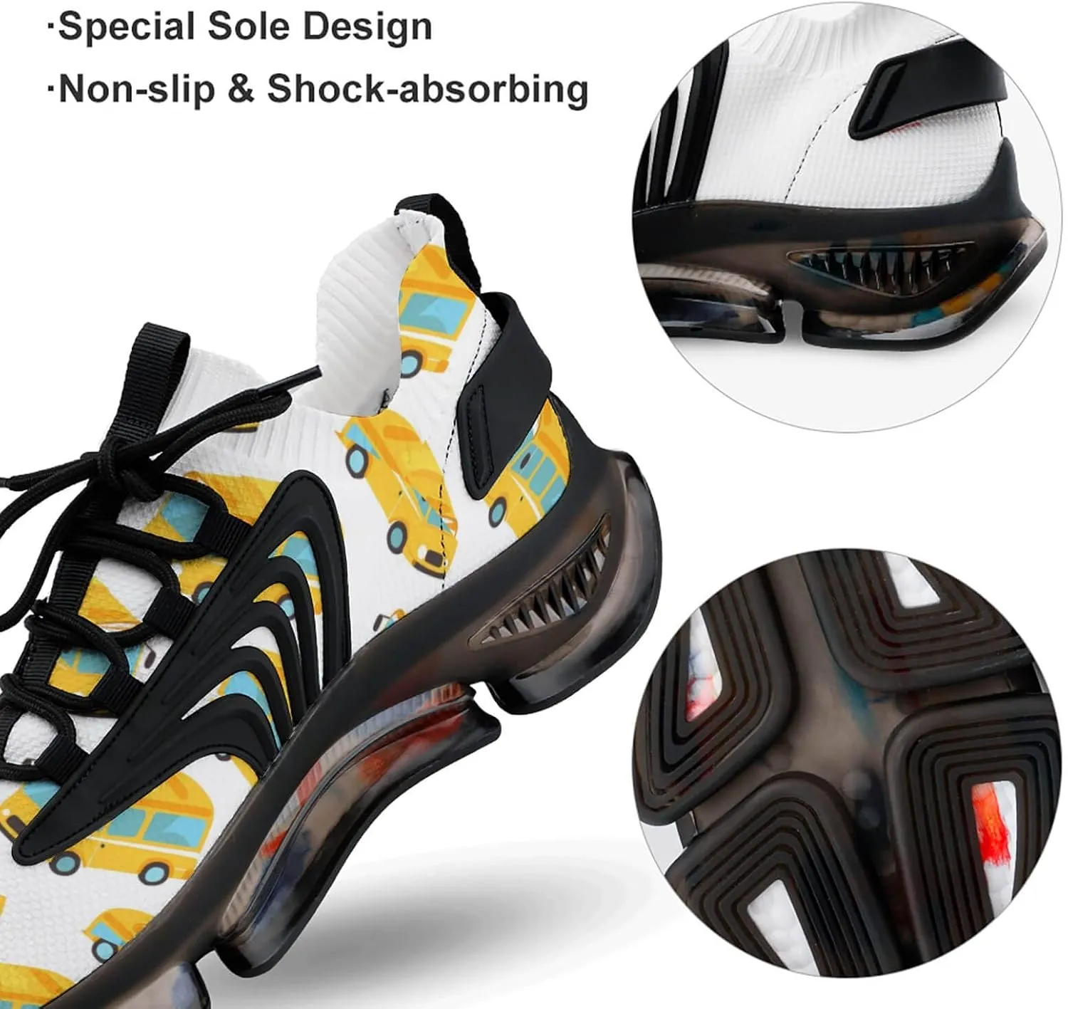 Yellow School Bus Men's Running Shoes Lightweight Walking Shoe Breathable Sneaker
