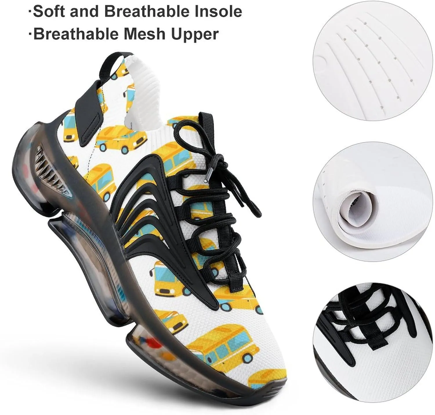 Yellow School Bus Men's Running Shoes Lightweight Walking Shoe Breathable Sneaker